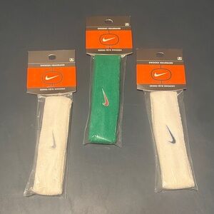 Nike Swoosh Headbands in White, Green, and Blue- 3 pack